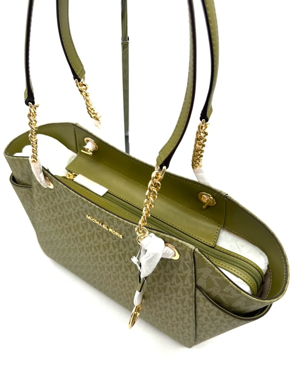 Michael Kors Jet Set Large Signature Logo Shoulder Bag-Oregano